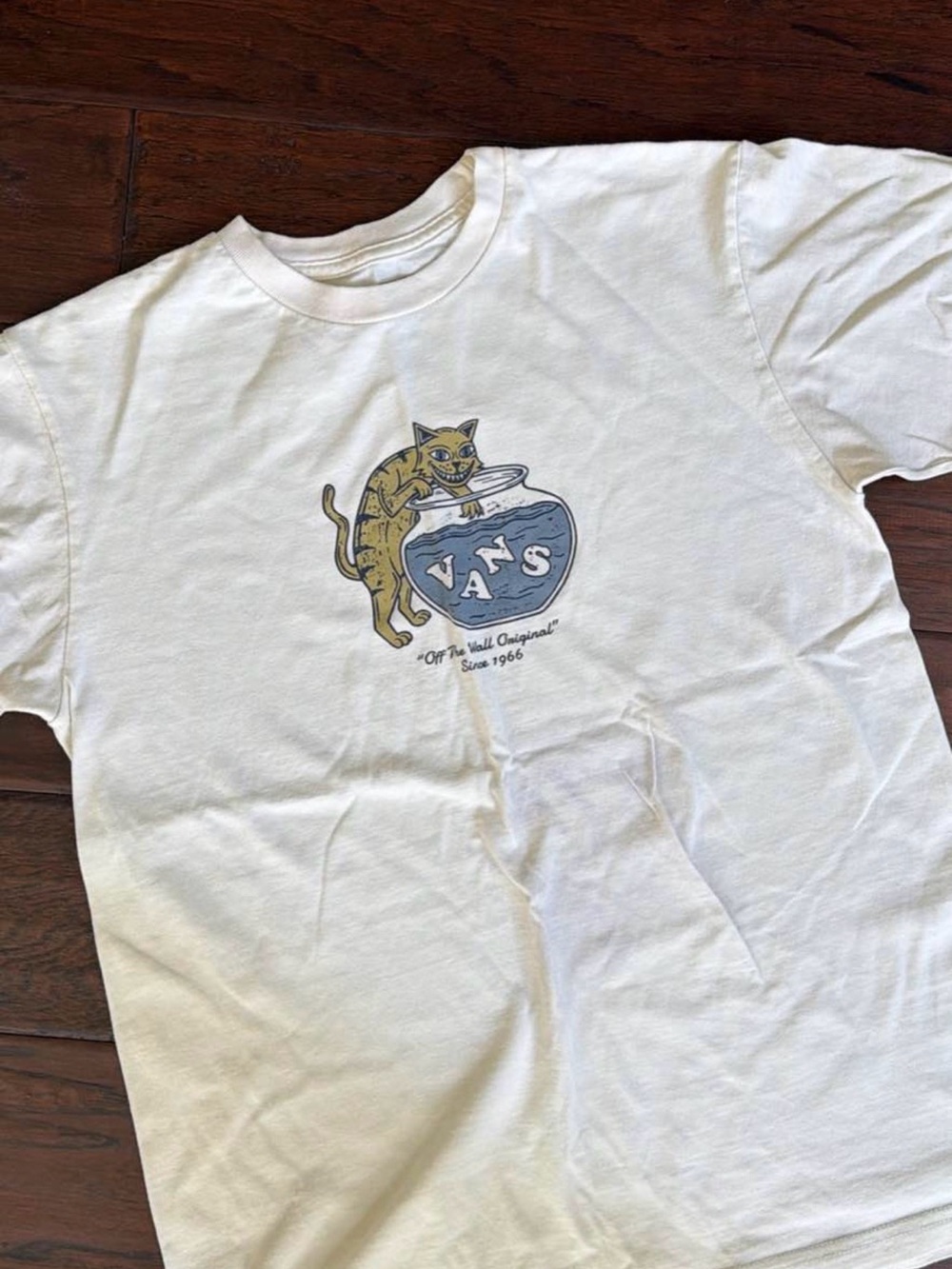 Vans Cream Cat & Fishbowl Graphic Pet Tee - Cream/Blue